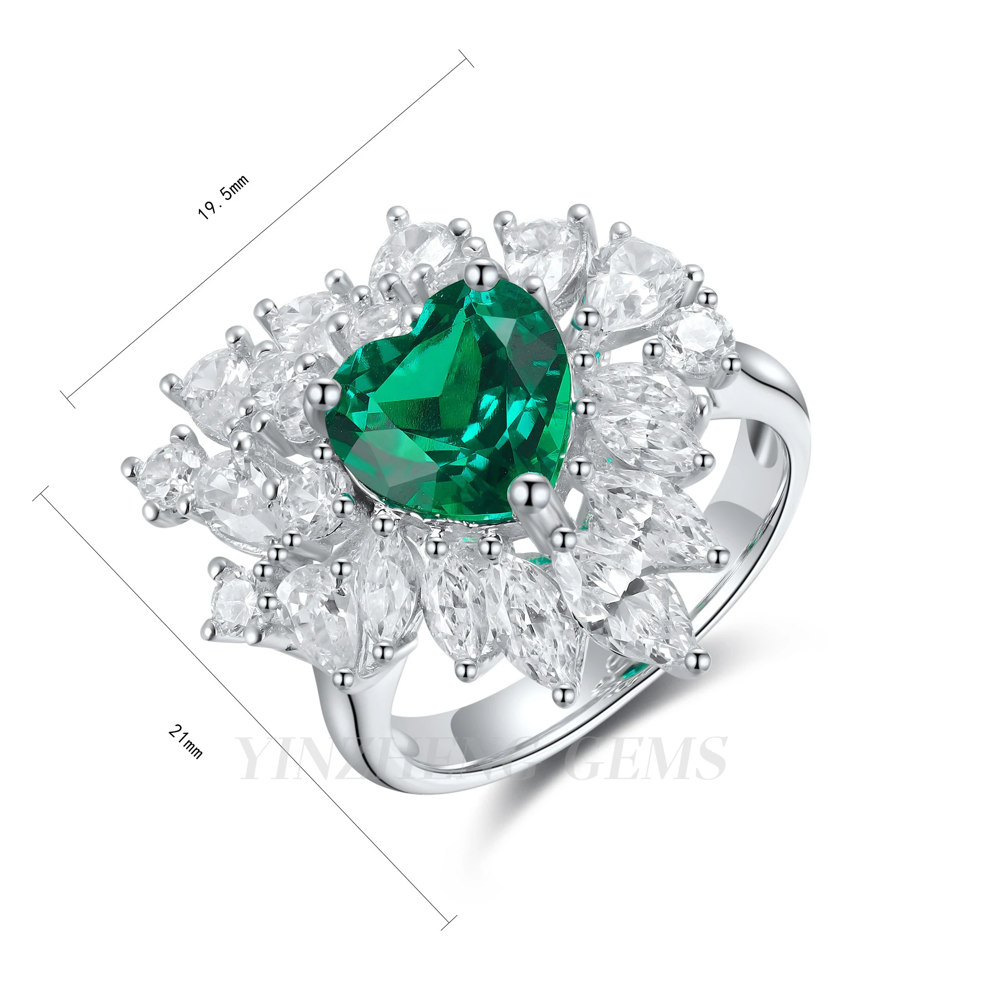 customized  luxury fashion new design S925 Silver Sterling emerald ring gem diamond Jewelry rings for Ladie