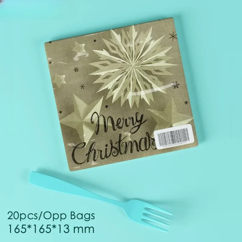 20pcs Christmas Series Snowflake Star Printed Napkins Christmas Party Table Decoration Paper Placemats Butterfly Bart Paper