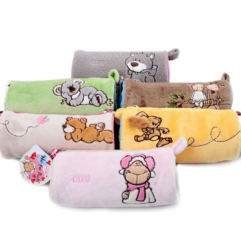 

nice cylinder Pencil bag cartoon lover sheep scarf hooded bear koala seal soft pen case plush toy girl boy birthday gift 1pc