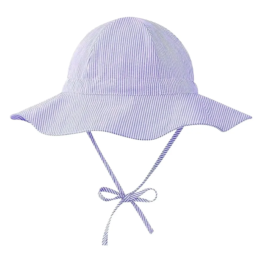 

Cute Striped Kids Bucket Hat Cotton Sun Protection Fisherman Hat Breathable Wide Brim Beach Hat ​​Infant Summer Accessories​​