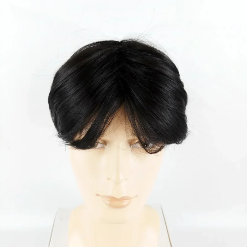 Natural synthetic Realistic Cosplay Party for Men Short Hair Wig Hairpiece with Middle Parted Bangs Personalized Light DIY Styli