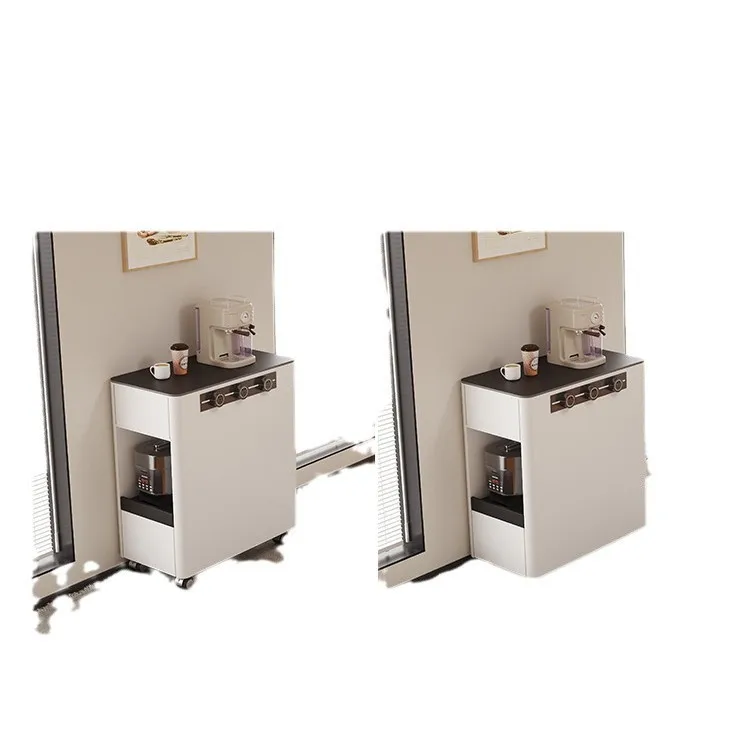 

Movable rock slab island dining table integrated island cabinet separate small apartment very narrow wall storage tea and dini