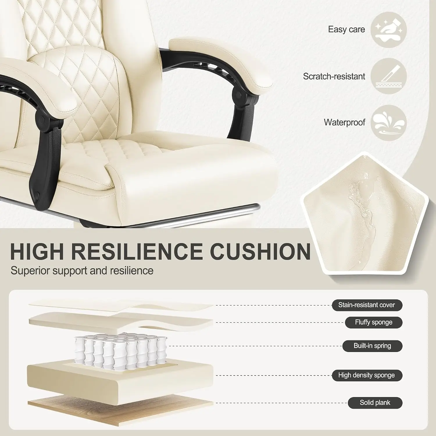 Ergonomic High Back Office Chair with Lumbar Support, 400lbs Adjustable Reclining Desk Chair for Home Office, Customized