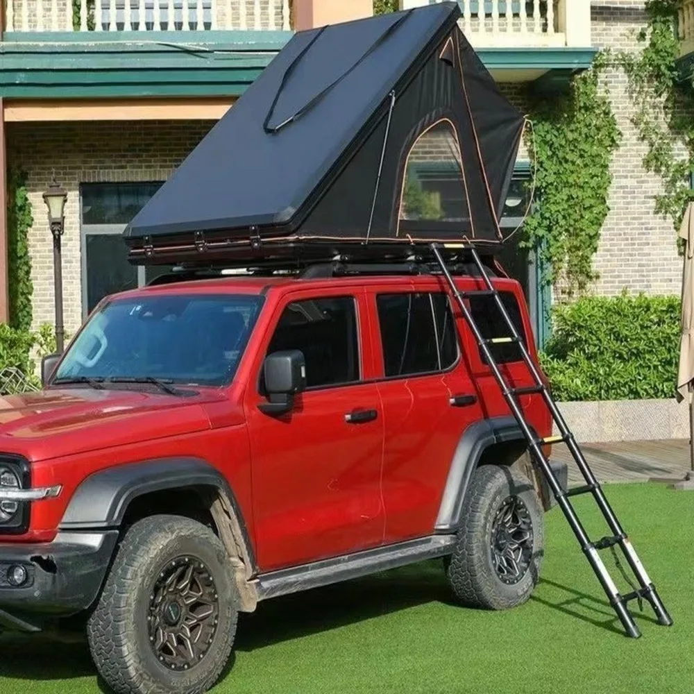 Portable Foldable Aluminum Alloy A-frame Hard Shell Four-season Automatic Roof Tent Waterproof Windproof No Setup Required SUV