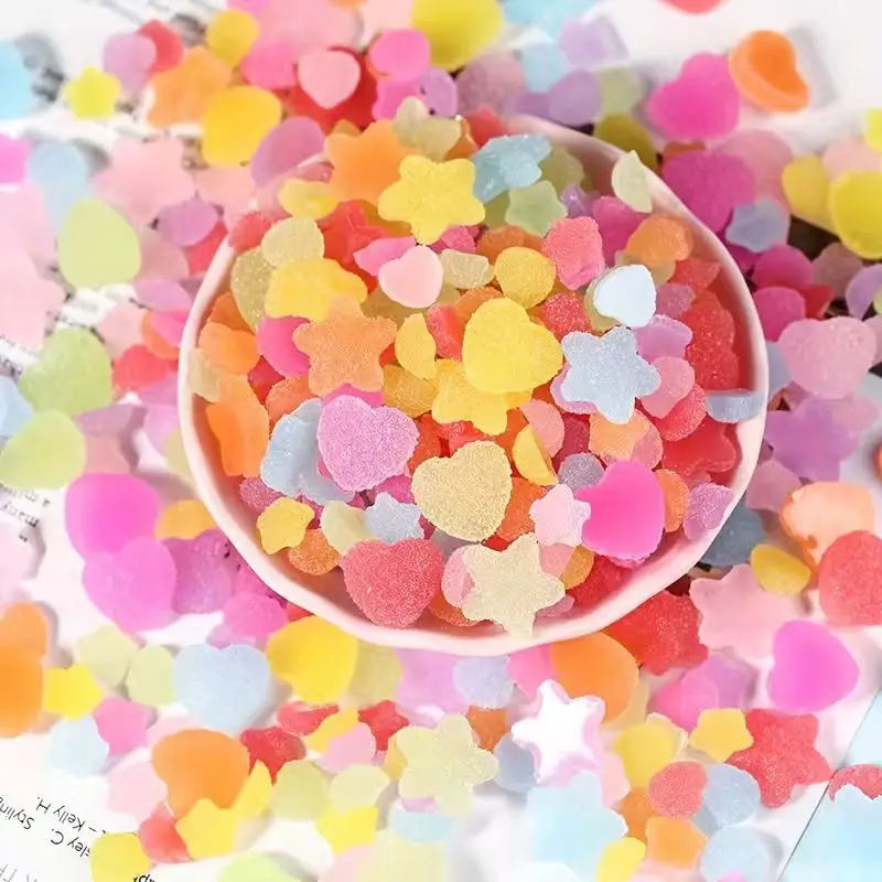 

30PCS Mixed Color 3D Heart Star Nail Charms Resin Sugar Nail Art Decoration DIY Manicure Accessories