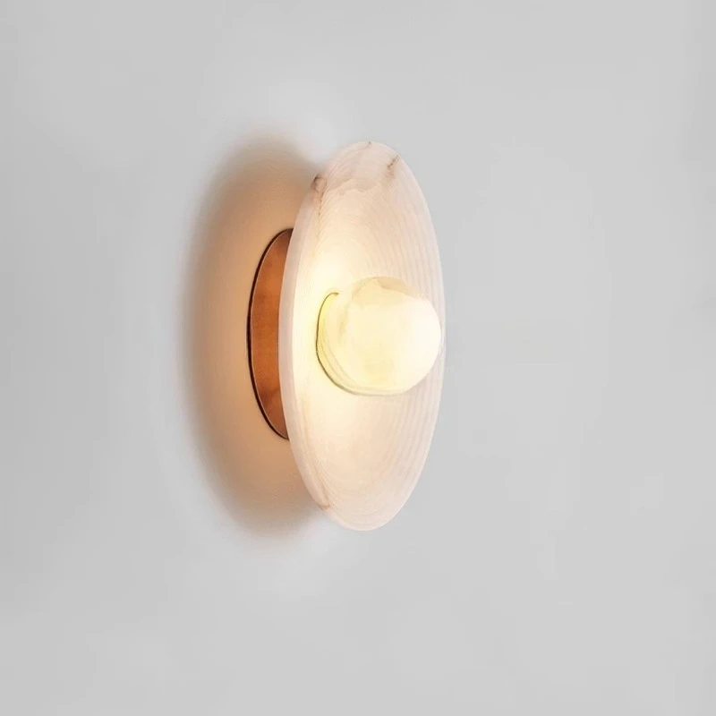 Italian Minimalist All Copper Marble Wall Lamps Glass Copper Foyer Background Bedside Staircase Wall Lights Cafe Restaurant Cafe