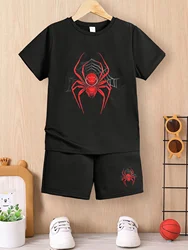 Summer Baby Boy Clothes Set Kid Girls Cartoon Red Spider Printed T-Shirts And Shorts 2pcs Suit Children Top Bottom Outfits