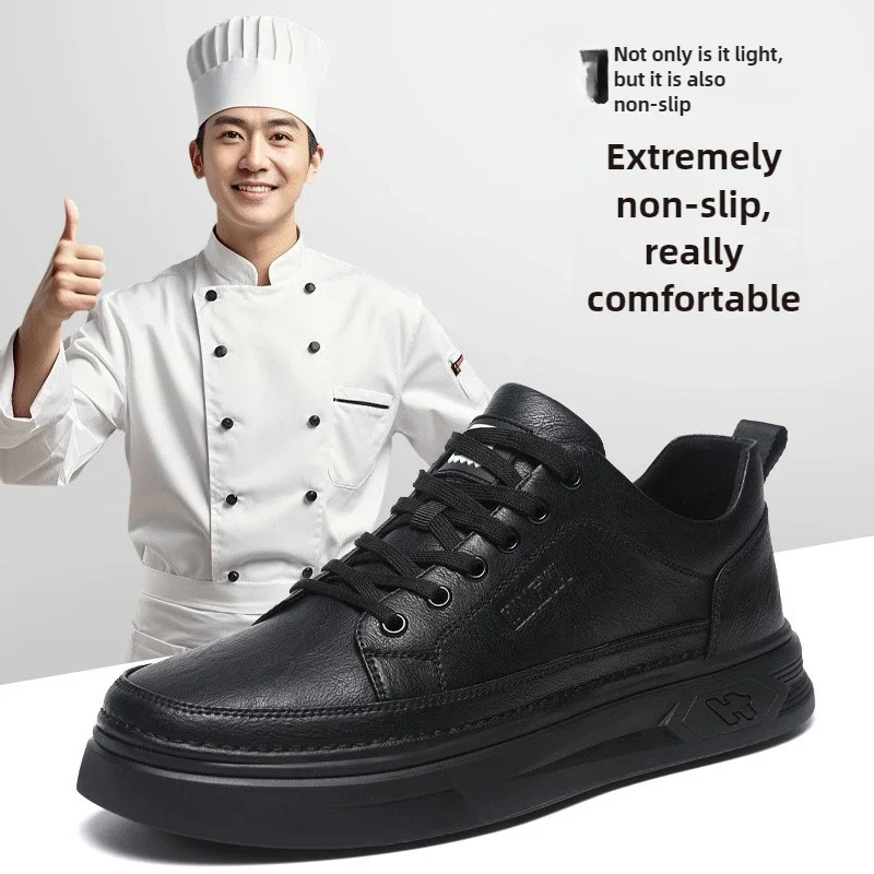 DurableWaterproof Chef Shoes Stop Oil Light And Comfortable Men's Soft-soled Hotel Restaurant Back Kitchen Rain Shoes SRC Non-sl