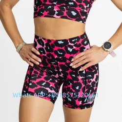 Women Leopard Print Workout Racing Yoga Shorts Animal Skin Gym Athletic Running Volleyball Shorts Fitness Pants Running Elastic