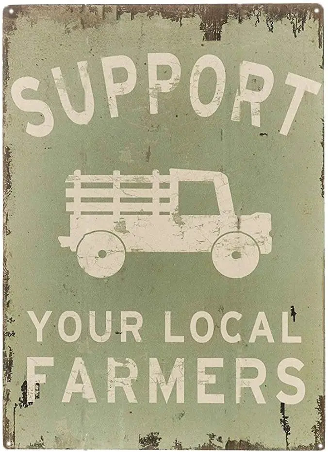 New Tin Sign Metal Sign Support Your Local Farmers Funny Truck Coffee Cups Vintage Bar Poster Style Pub Bar Decor for Outdoor &a