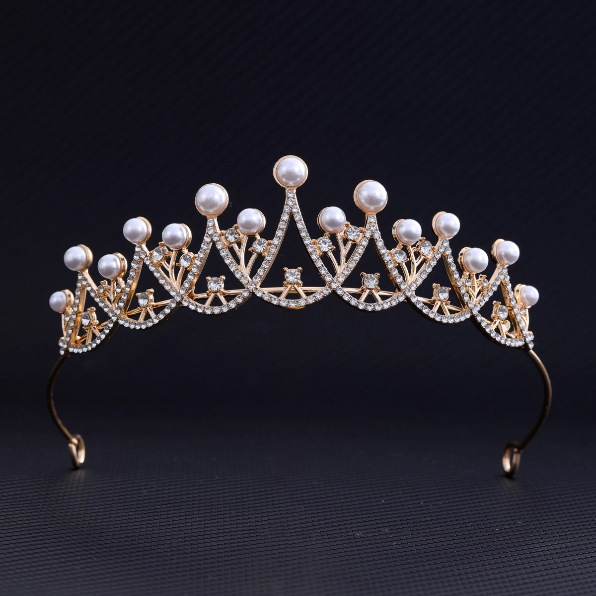 YY Luxury Pearls Bridal Tiaras Crown Rhinestone Pageant Diadem Bride Headband  Silver Gold Color Wedding Hair Accessories