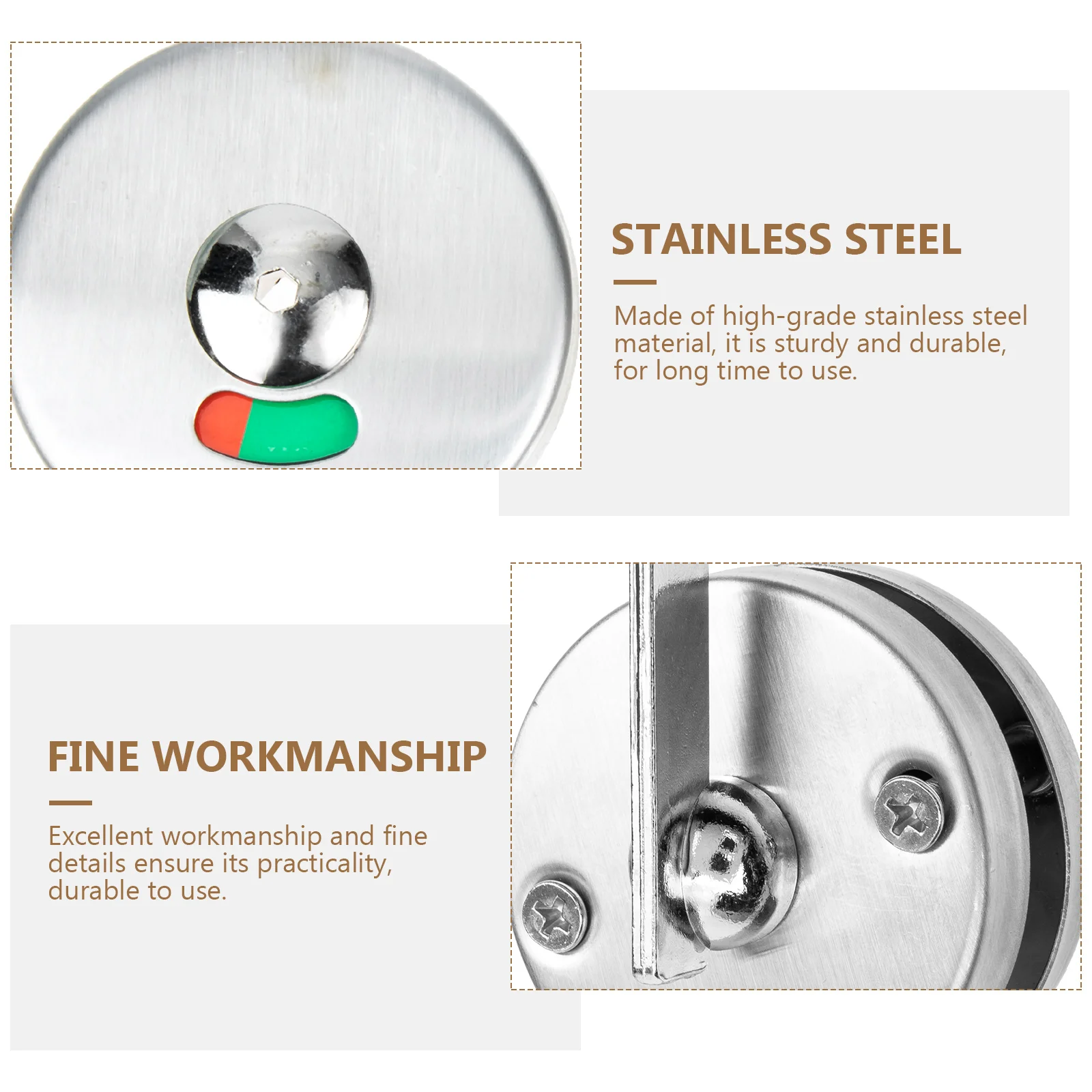 

1Set Stainless Steel Toilet Indicator Lock Green Red Indicator Public Washroom Privacy Door Latch Durable Plastic Partition Lock