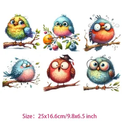 Cartoon Fun big eye Bird T-shirt Ironing Iron on transfer for dtf transfers ready to press Children's clothing Clothes clothing