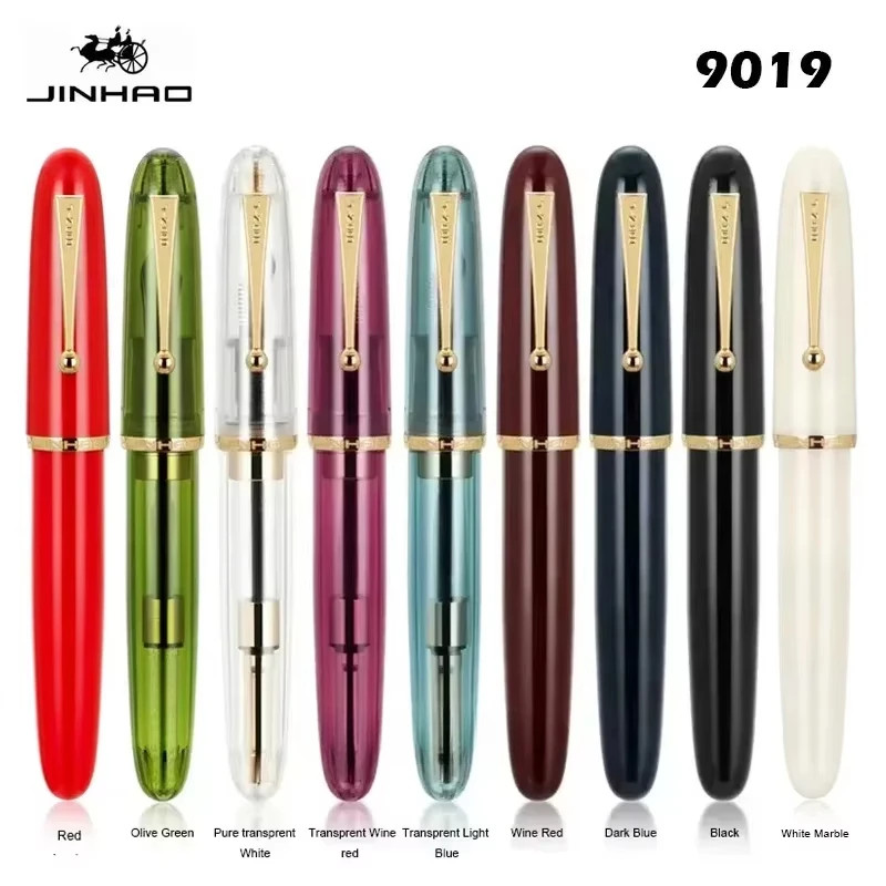 

Jinhao 9019 Transparent Color Resin Fountain Pen Supplies 0.5/0.7mm Ink Student School Stationery Business Office Supplies New
