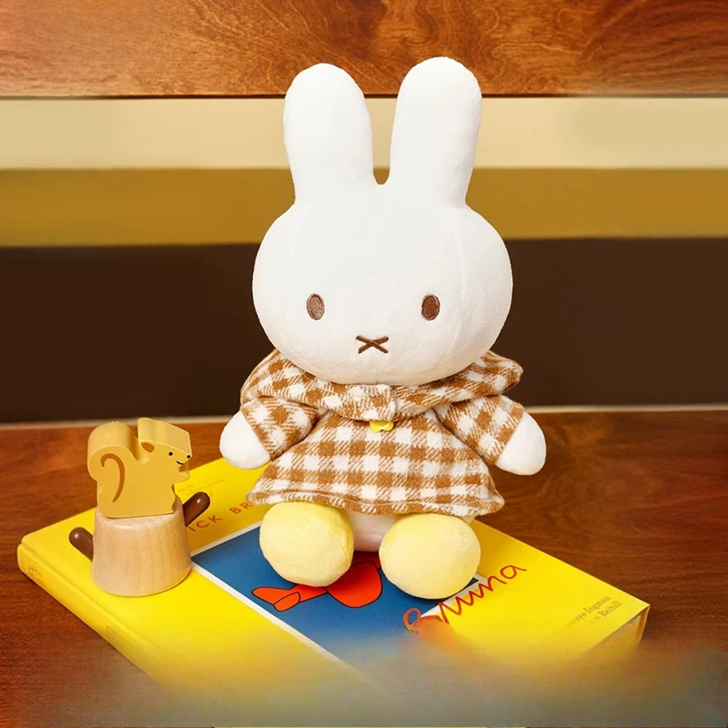 Miffy Kawaii Anime Roam Plaid Clothes Plush Doll Cute Doll Soft Exquisite Fashion Ins Style Simple Appease Retro Cure Girls