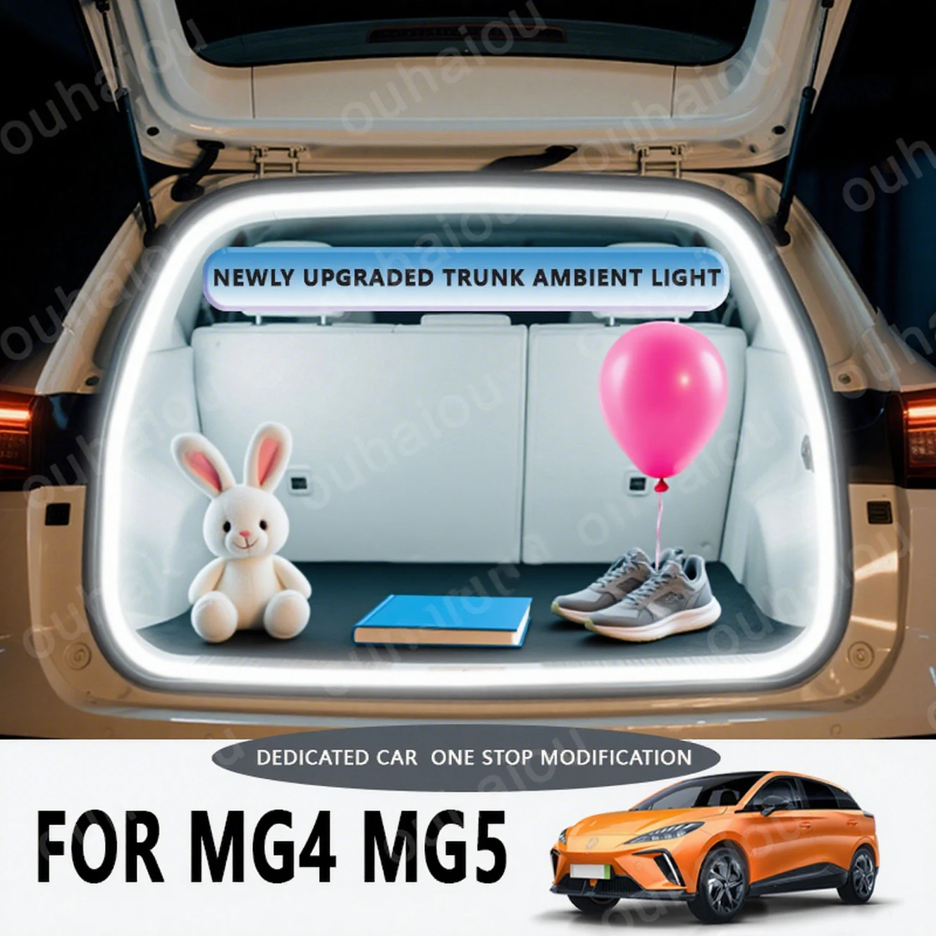 FOR MG4 MG5 Rear Trunk LED Light Bar Strips Trunk Interior Decorative Lamp Strip  Luggage Atmosphere Light