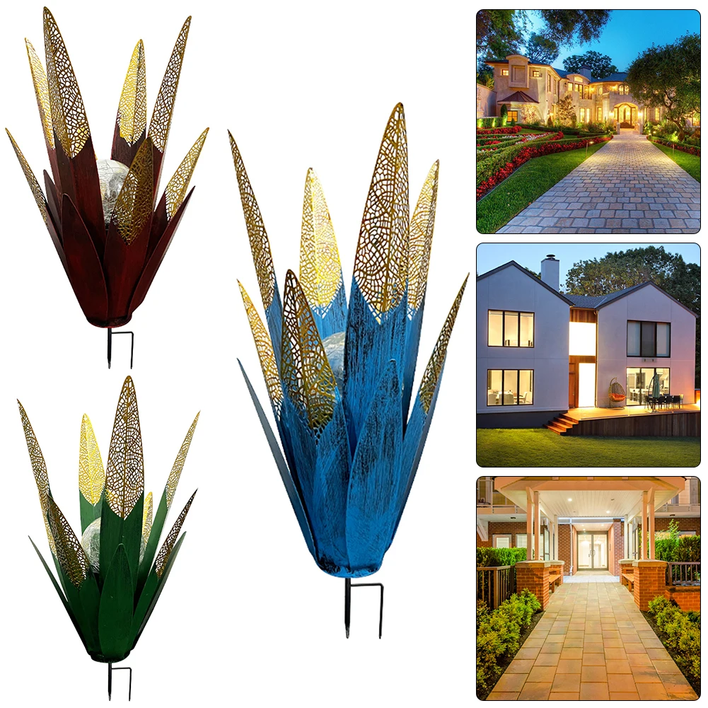 Imagem -02 - Estacas Azuis do Gramado do Aloe Multi-cor Led Luz Solar Planta do Tequila Decoração Home Ornamento do País Ornamentos do Jardim Pcs