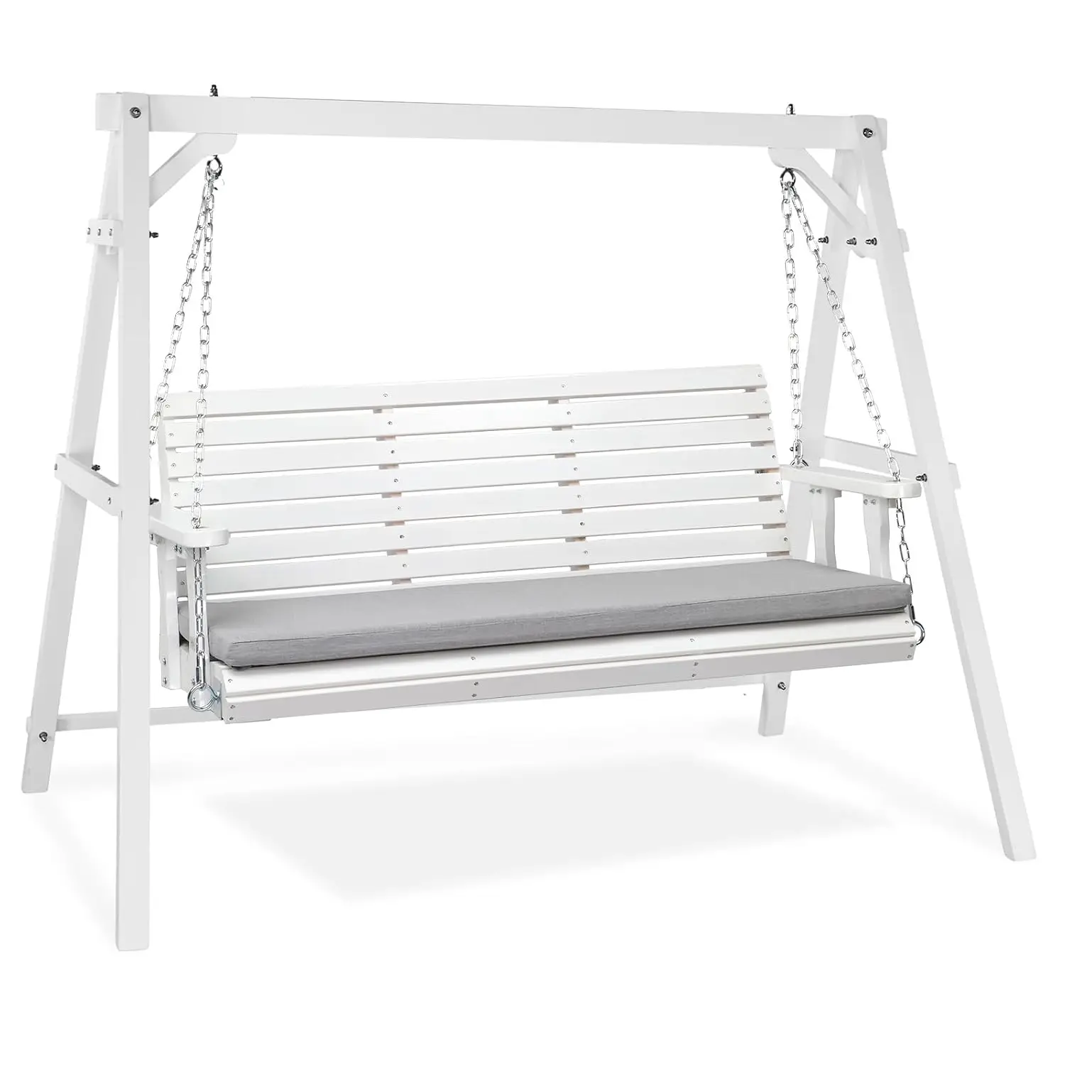 5 FT Outdoor Porch Swing with Frame, Patio Hanging Swing & Stand with Extra Cushions Heavy Duty 880 LBS for Yard,, Customized