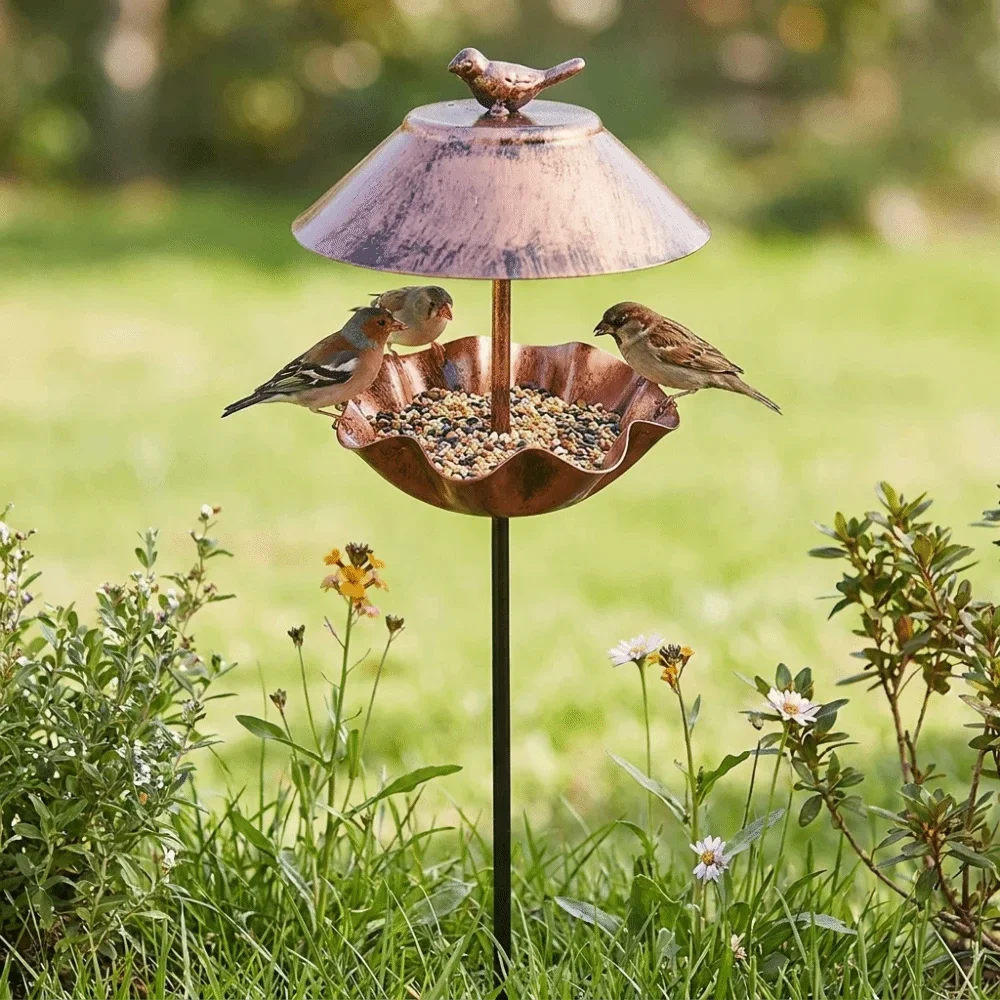 HLH Wavy Curved Petal Bird Feeding Station Large Capacity Rust-resistant Bird Water Drinker Waterproof Detachable Hummingbird Fe