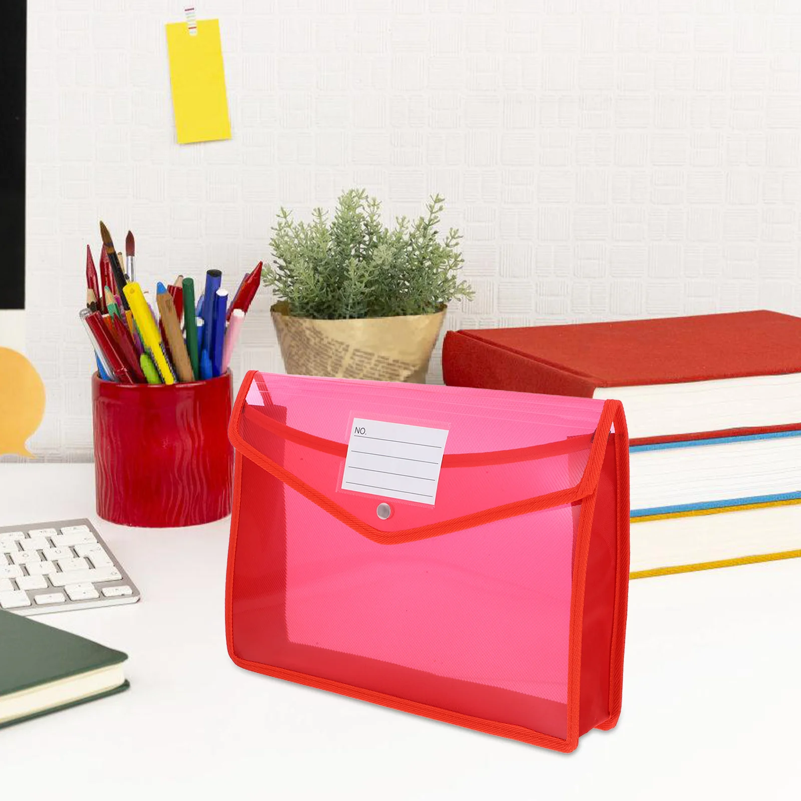 Pasta de Documentos A4 Transparente de Plástico com Fecho de Pressão, Impermeável e Resistente a Rasgos, para Escola, Escritório e Casa (6 Peças)