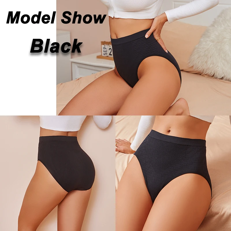 Bodyshaper Sexy High Waisted Anti Bacterial Underwear For Women Soft Crotch Briefs Seamless Lady\'s Intimates Lingerie Shapewear