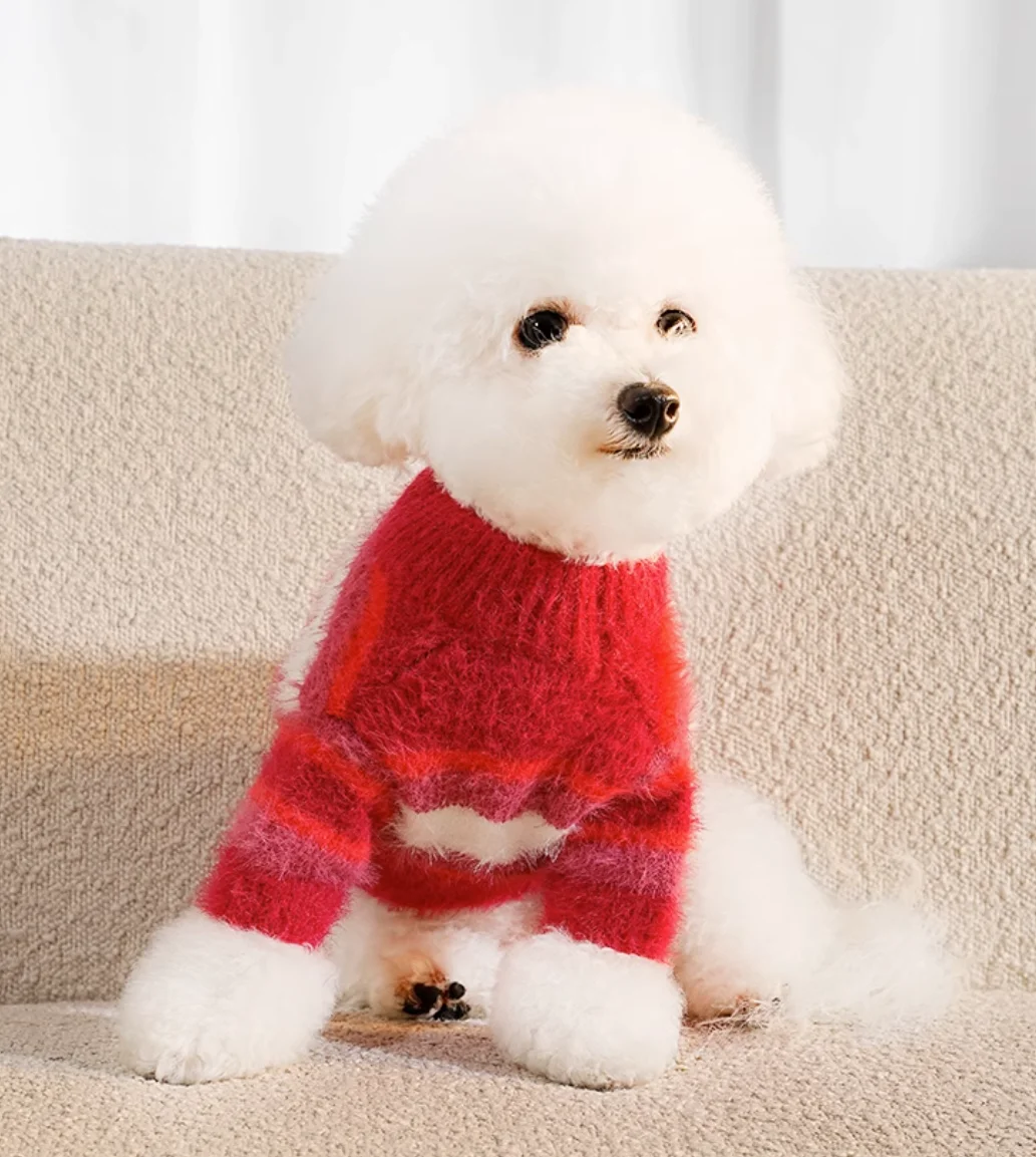 Dog Stripe Sweater Pet Clothes Autumn/Winter Bottom Sweater Schnauzer Bears Malzis Sisch Small Dog Cat Sweater Puppy Clothes