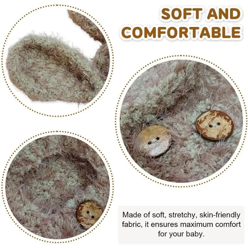 مجموعة دعامة التصوير الفوتوغرافي لحديثي الولادة - قبعة ملفوفة من الصوف الناعم لمجلسات صور الأطفال، زي كامل لالتقاط الصور لحديثي الولادة