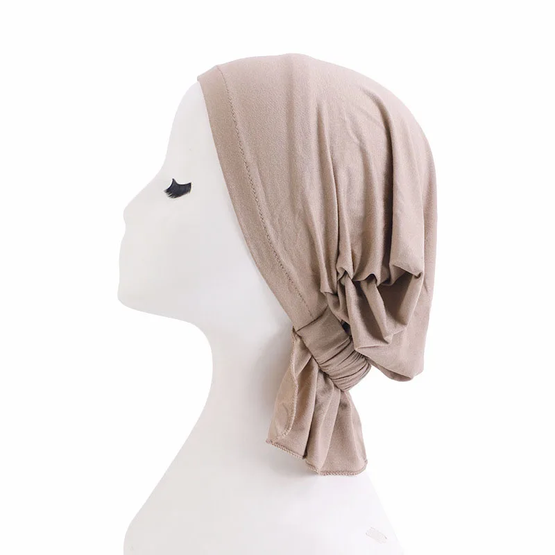 Underscarf Hijab Women Muslim Modal Cotton Inner Hat Turban Chemo Cap Beanie Elastic Femme Ninja Arab Headwear Wrap Solid Color