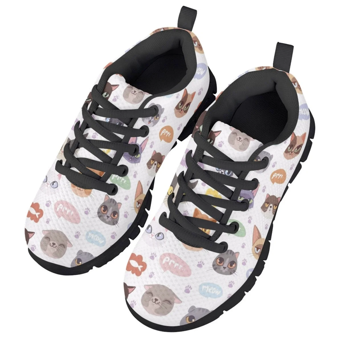 Kawaii Cartoon Cat Paw Pattern Wear-Resistant Children\'s Running Shoes for Boy Girl Lace Up Comfort Men Basketball Sneakers New