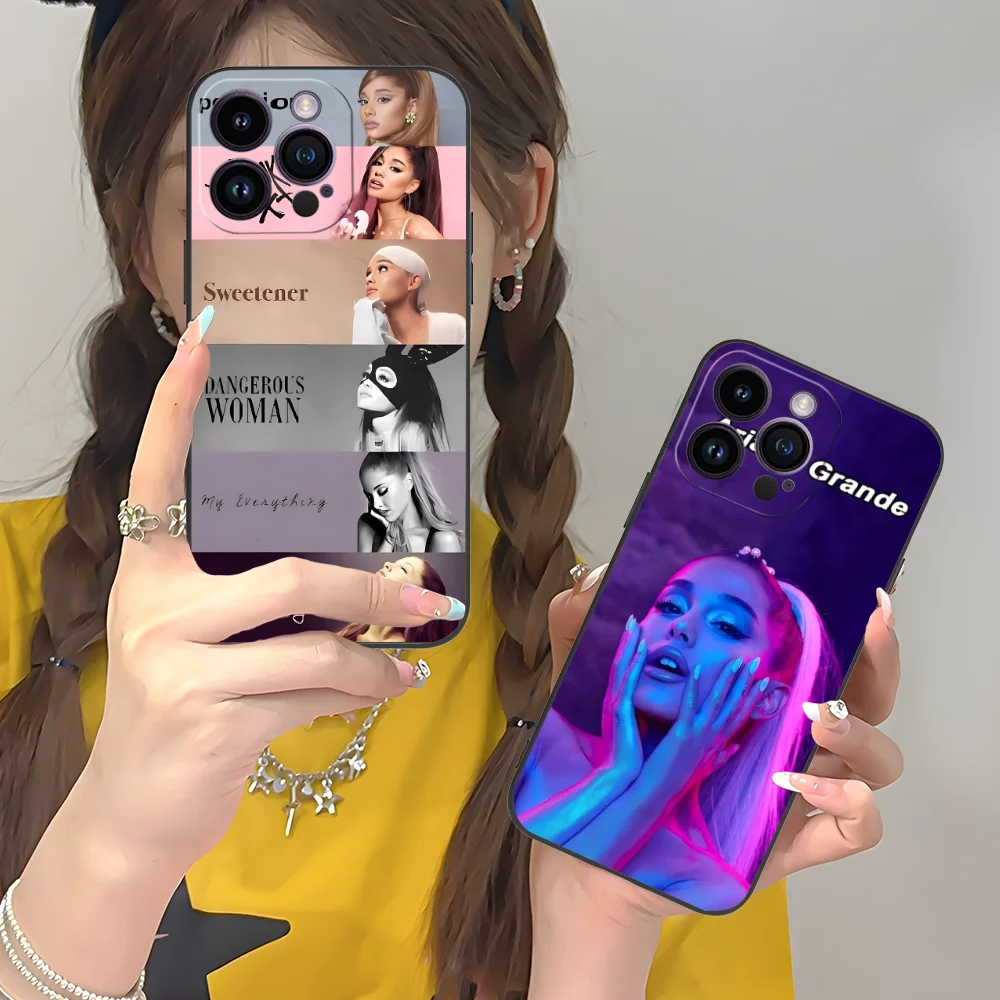 Mobile Ariana Grande Phone Case for iPhone 16 15 14 13 12 11 X XR XS 8 7 Pro Max Plus Mini Black Smartphone Cover Cellphones