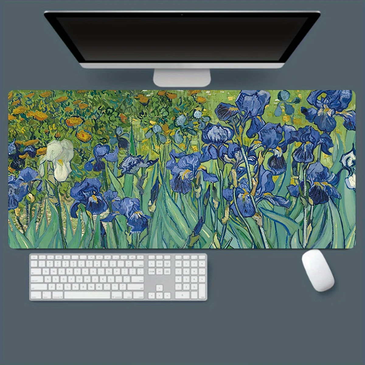 

Расширенный игровой коврик для мыши Iris Art Design с нескользящим резиновым основанием, прочный сшитый край, большой коврик для стола для офиса и дома