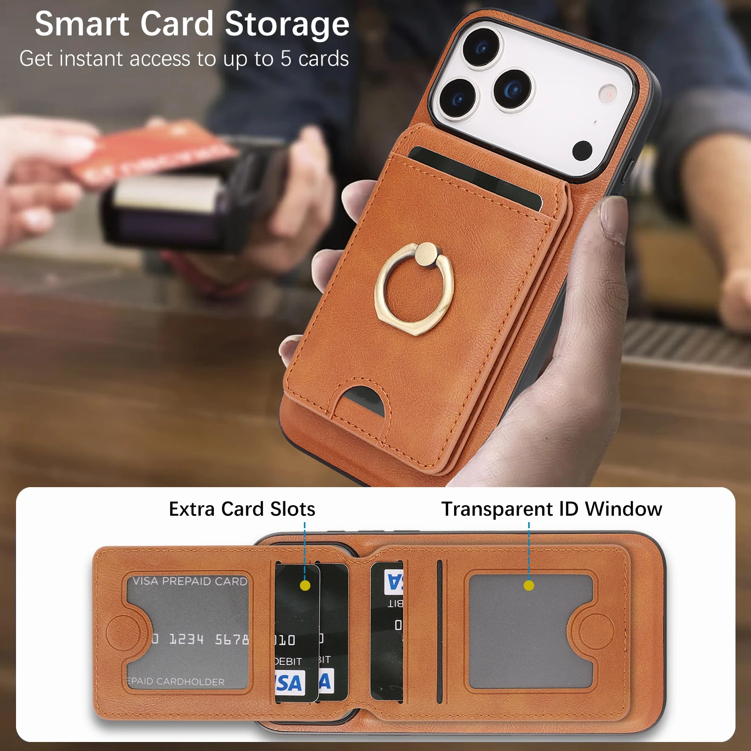 in 1 Detachable Vertical Magnetic Card Solt Ring Holder Wallet Leather Case For iPhone 17 16 Pro Max 15 Plus 14 13 12 Bag Cover view 4