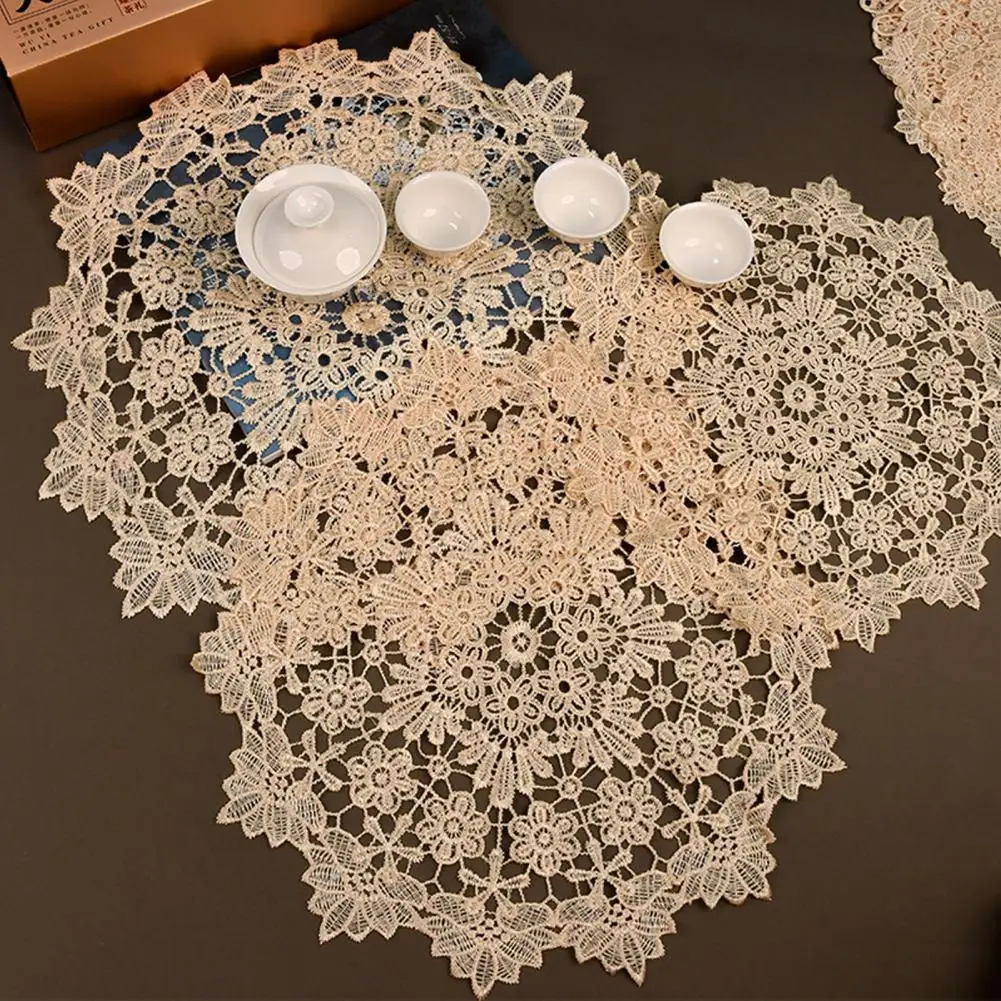 Heat Resistant Coasters for Dining Table Decorative Round Lace Mats for Tea Cups Round Floral Lace Doily Set for Teapot
