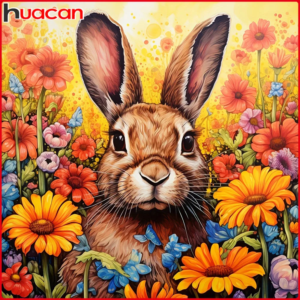 Huacan 5D DIY Diamond Painting Rabbit Sunflower Diamond Mosa