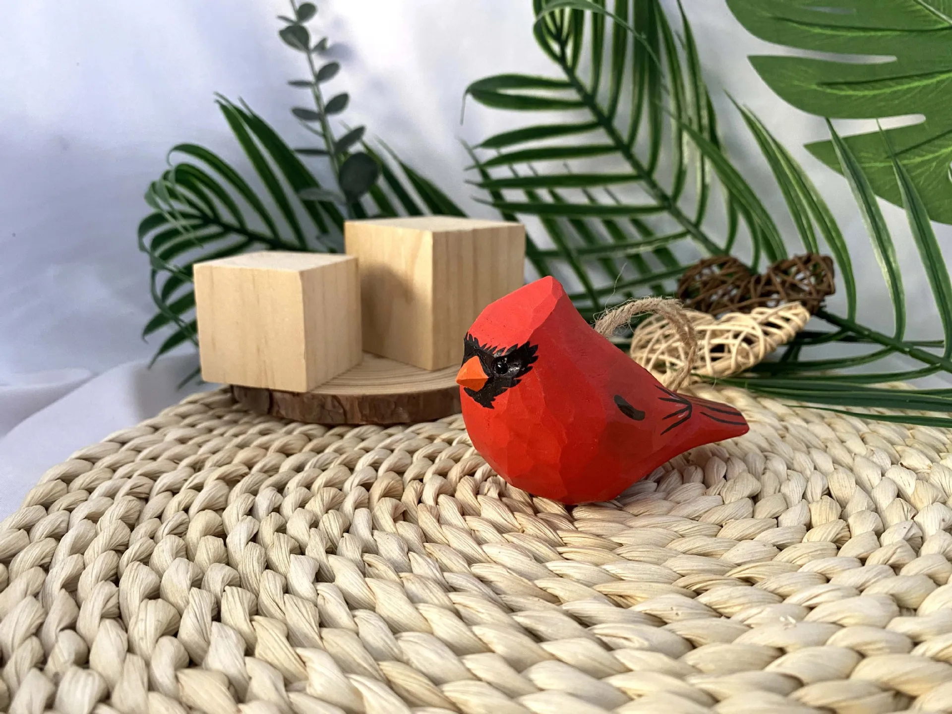 

Wooden Bird Figurines Hand Painted Home Shelf Decor Wood Animal Ornaments Intricate Detailing Wooden Birds Figurines