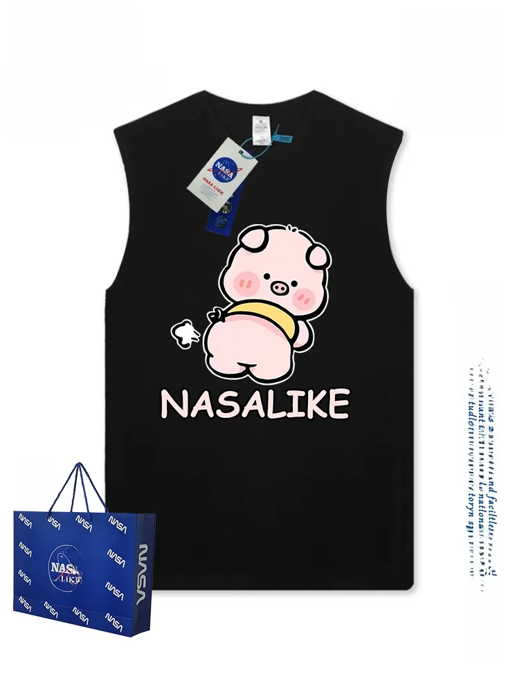 커플용 면 탱크탑 여름 피트니스 농구 슬림 티셔츠 여성용 루즈핏 중간 길이 동물 프린트 탱크탑