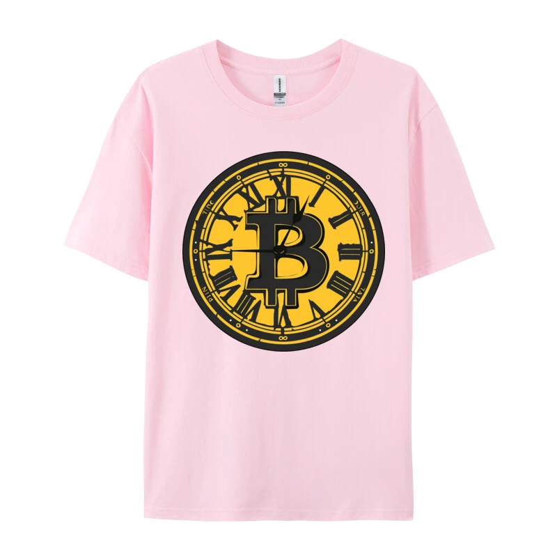 Bitcoin Clock T Shirt Classic T-shirts Summer/Autumn Hip Hop Slim Fit 100% Cotton Round Neck Men T Shirt Luxury Designer