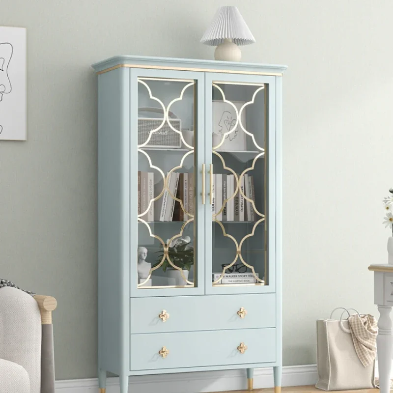 Bookcase Simple Art Double Door Glass Cabinet Hallway Floor Display Cabinet High Cabinet Study Furniture