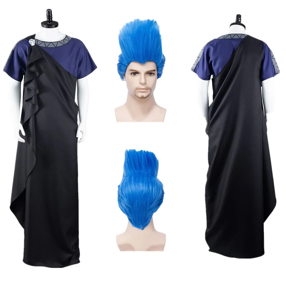 Hades Cosplay Kostüm Halloween Anime Herculers T-Shirt Robe Perücken Fantasia Erwachsene Männer