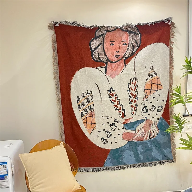 Fauvism Matisse oil painting style tapestry art headboard background cloth cotton thread blanket sofa throw cover blanket