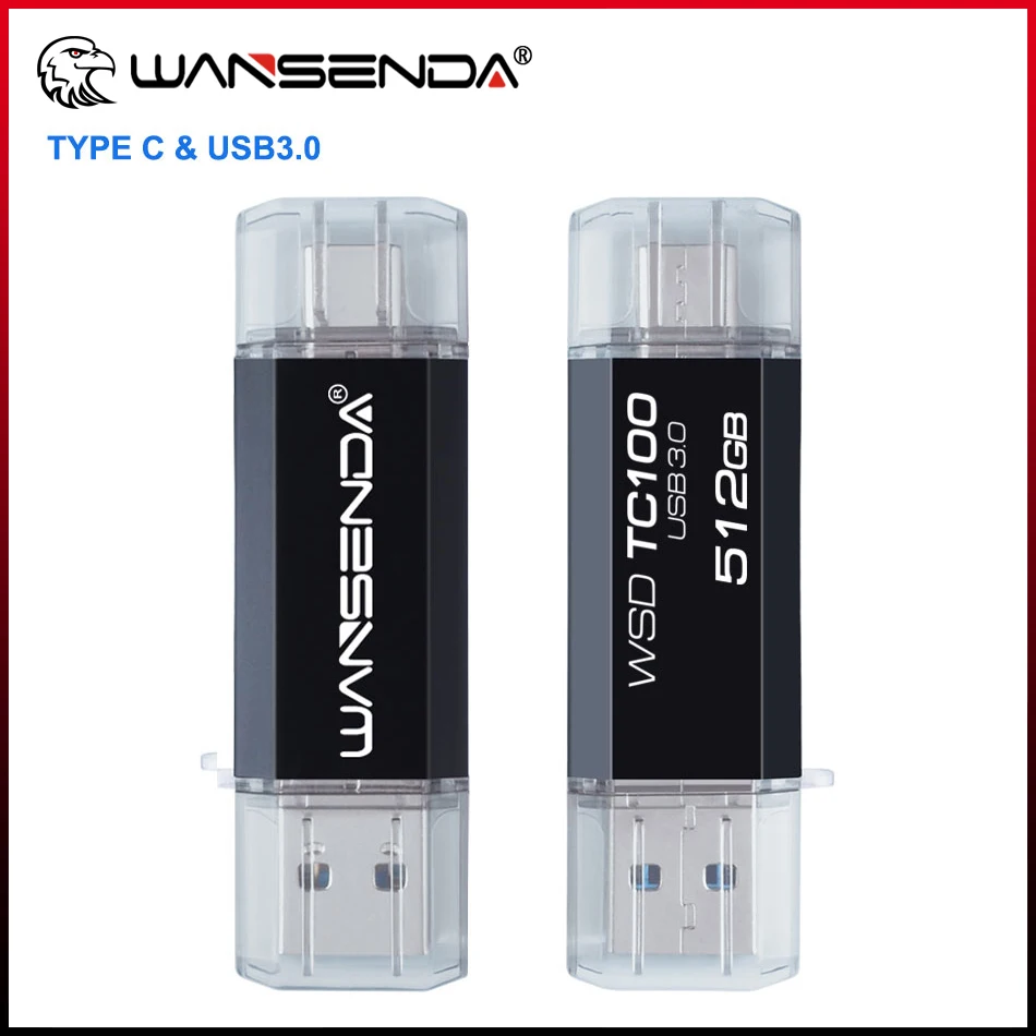 

WANSENDA TYPE C USB-флешка Металлический флэш-накопитель 512 ГБ 256 ГБ 128 ГБ 64 ГБ 32 ГБ Флешка Высокоскоростная флэш-накопитель USB 3.0