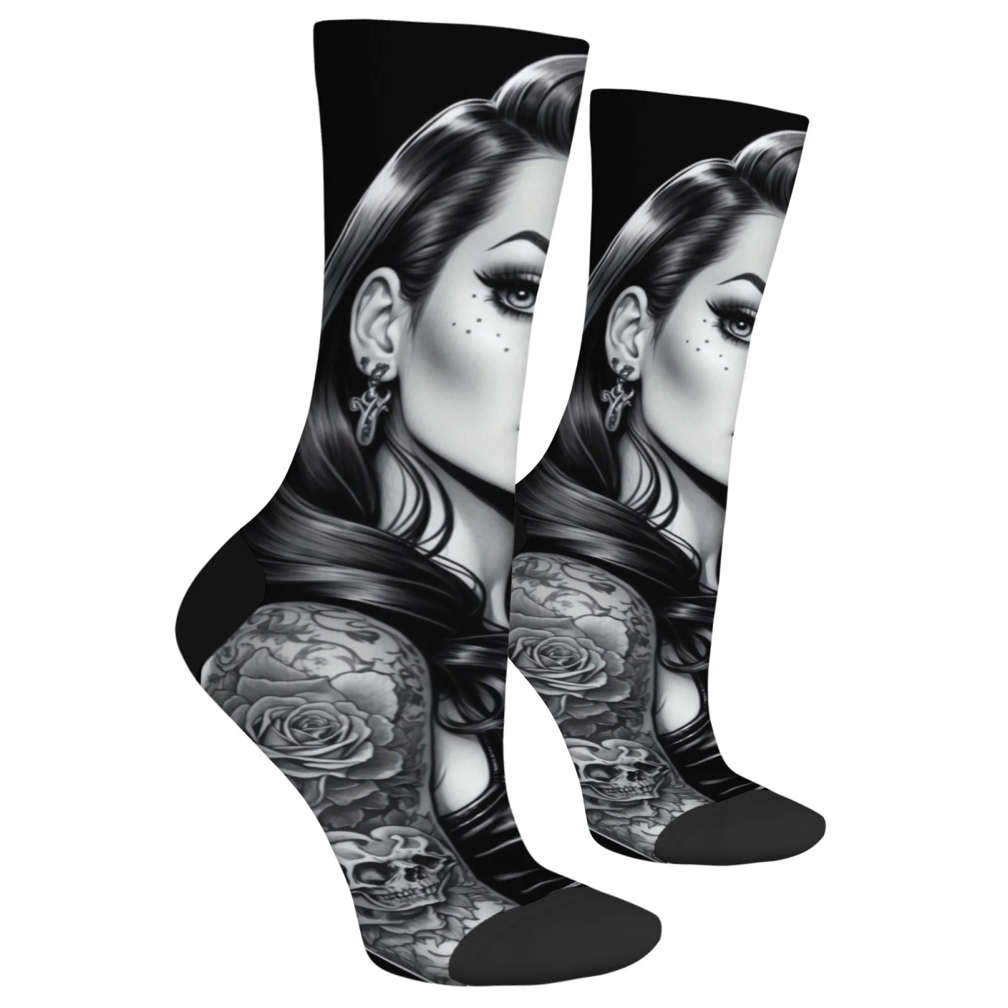 Nostalgic style street hip-hop girl pattern fun socks Harajuku retro fashion socks soft warm non-slip casual socks unisex gift