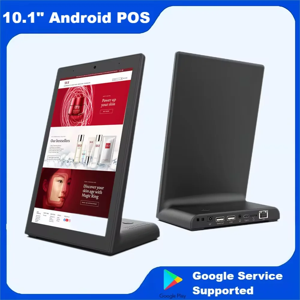 

L shape 10.1 Inch Vertical Screen Android POS With NFC Reader Desktop Restaurant Tablet Touch Display Customer Feedback Machine