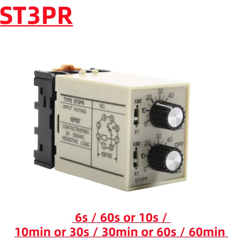 ST3PR Electronic Time Relay Digital Counter Relays with Socket Base AC 36V 110V 380V 24V 12V