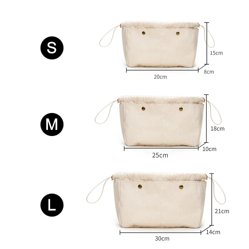 EverToner Cosmetic bag canvas Insert Bag Fit For designer brand large capacity tote bag Makeup Inner Organizer bag