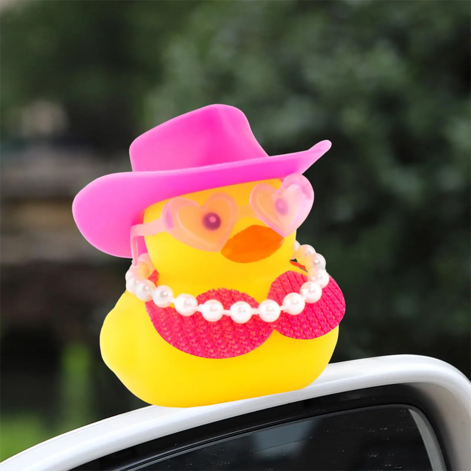 1 Set Cowboy Car Rubber Duck, Black  Duck Decoration Dashboard with Sun Hat for Car Dashboard Decorations