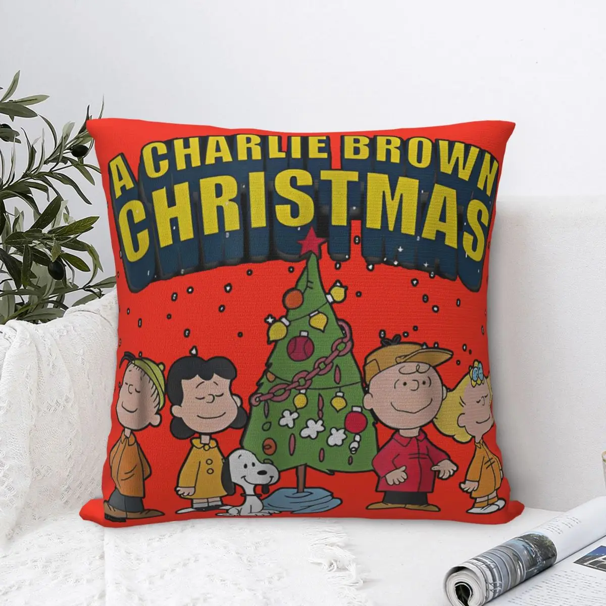 Christmas Snoopy Cartoon Pillow Cover Woodstock Peanuts Charlie Brown Cushion Cover Pillow Case Pillowcases For Home Decor