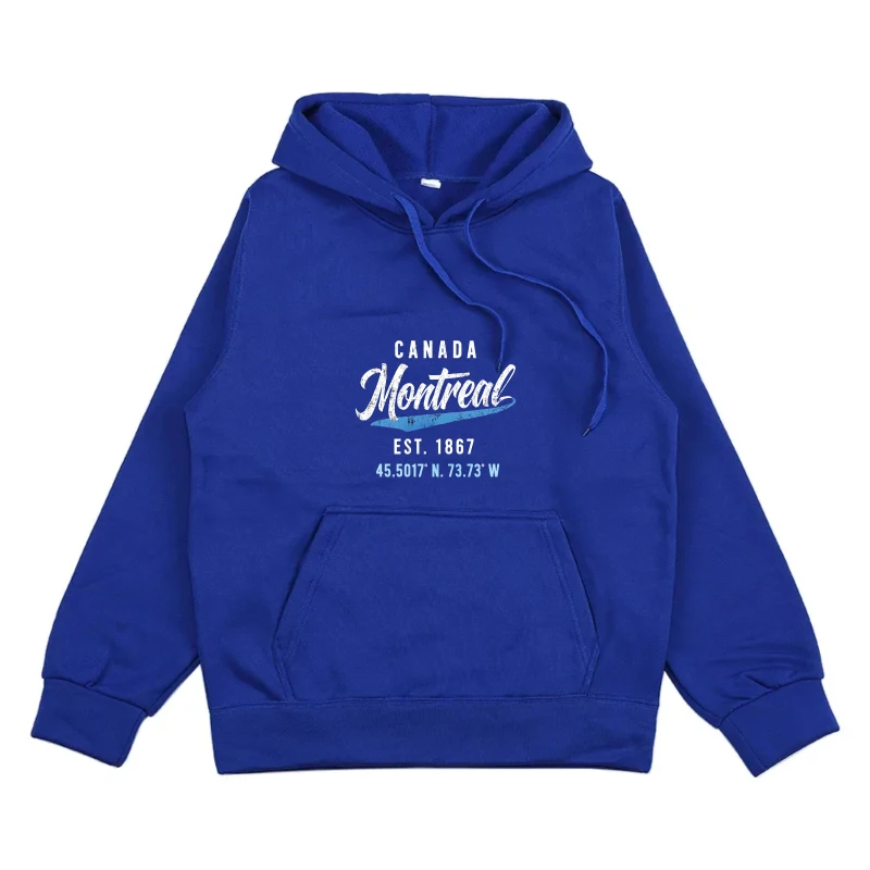 هوديي للرجال والنساء أزرق ملكي كندا مونتريال مطبوعة هوديي كاجوال ملابس الشارع في الهواء الطلق #1