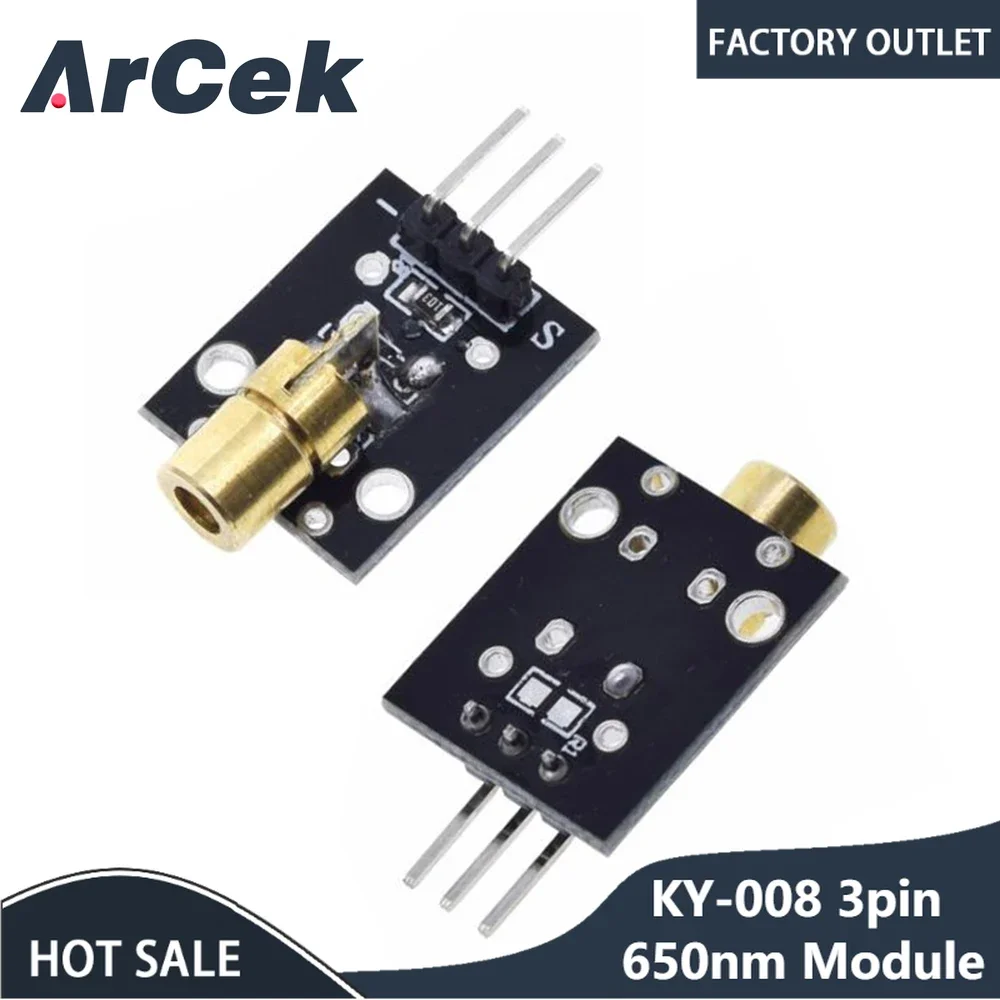 KY-008 3pin 650nm Red Laser Transmitter Dot Diode Copper Head Module for Arduino DIY Kit