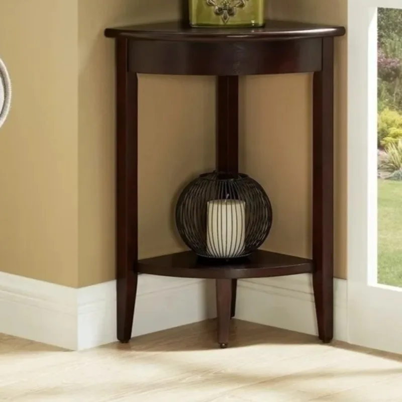 Solid Wood Corner Cabinet Farmhouse Triangle Shelf for Living Room Space Saving Mini Corner Stand with Display, Rustic End Table